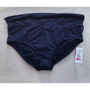Lands' End Women's Plus Size 2X Navy Blue Swimsuit Mid Rise Bikini Bottom New